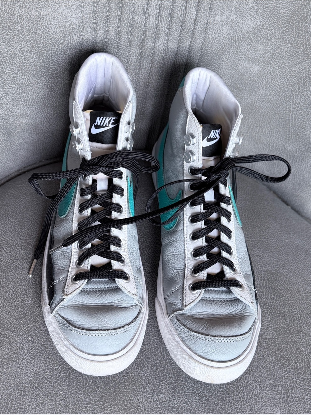 White and Teal High-Top Nike Womens Blazer 77 style